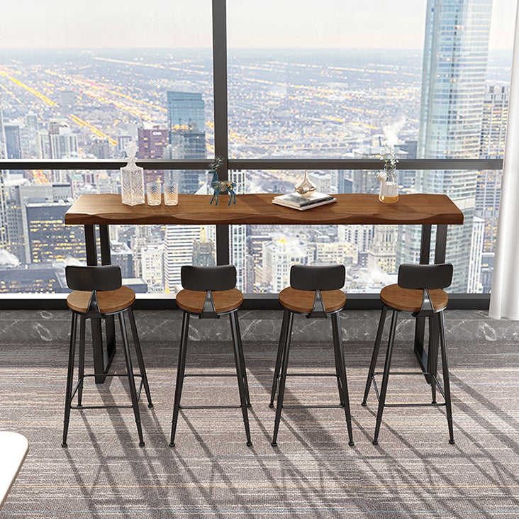 Modern Natural Counter Wine Table Solid Wood Fixed Table Indoor Patio Bar Table 55.1"L x 15.7"W x 41.3"H Without Chairs Clearhalo 'Bar Furniture' 'Bar Tables' 'bar_tables' 'furn' 'furn_bar_tables' 'Furniture' 'Kitchen & Dining Furniture' 5406919