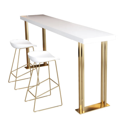 Tavolo da pranzo in legno in legno pino tavolo da bar rettangolo glam con doppio piedistallo per soggiorno