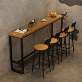 Tavolo da pranzo in legno in legno di pino tavolo da bar rettangolo industriale con base di cavalletto per balcone