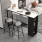 Stone Top Industrial Cocktail Bar Table with Storage Rectangle Counter Table 63"L x 15.7"W x 41.3"H White-Gold Without Chairs Clearhalo 'Bar Furniture' 'Bar Tables' 'bar_tables' 'furn' 'furn_bar_tables' 'Furniture' 'Kitchen & Dining Furniture' 5407053