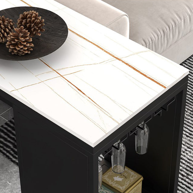 Stone Top Industrial Cocktail Bar Table with Storage Rectangle Counter Table Clearhalo 'Bar Furniture' 'Bar Tables' 'bar_tables' 'furn' 'furn_bar_tables' 'Furniture' 'Kitchen & Dining Furniture' 5407057