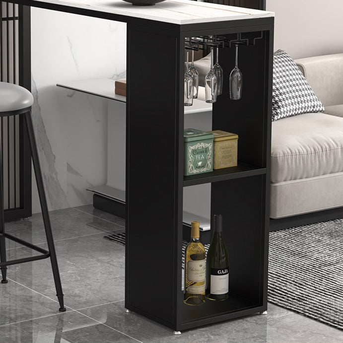 Stone Top Industrial Cocktail Bar Table with Storage Rectangle Counter Table Clearhalo 'Bar Furniture' 'Bar Tables' 'bar_tables' 'furn' 'furn_bar_tables' 'Furniture' 'Kitchen & Dining Furniture' 5407058