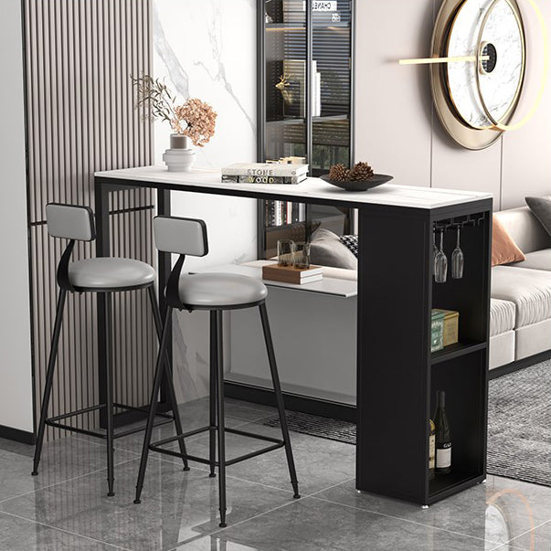 Stone Top Industrial Cocktail Bar Table with Storage Rectangle Counter Table Clearhalo 'Bar Furniture' 'Bar Tables' 'bar_tables' 'furn' 'furn_bar_tables' 'Furniture' 'Kitchen & Dining Furniture' 5407064