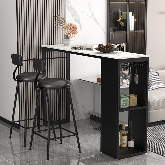 Stone Top Industrial Cocktail Bar Table with Storage Rectangle Counter Table Clearhalo 'Bar Furniture' 'Bar Tables' 'bar_tables' 'furn' 'furn_bar_tables' 'Furniture' 'Kitchen & Dining Furniture' 5407065