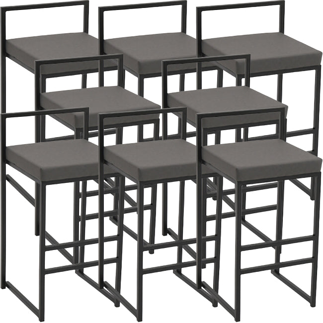 Taburete moderno de brazo sin brazo de respaldo Taburete de barra de cocina de hierro con cojín y pedal