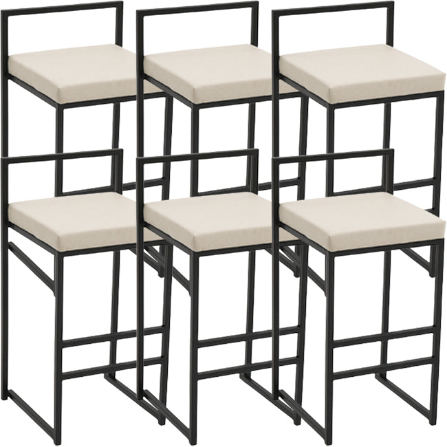 Taburete moderno de brazo sin brazo de respaldo Taburete de barra de cocina de hierro con cojín y pedal