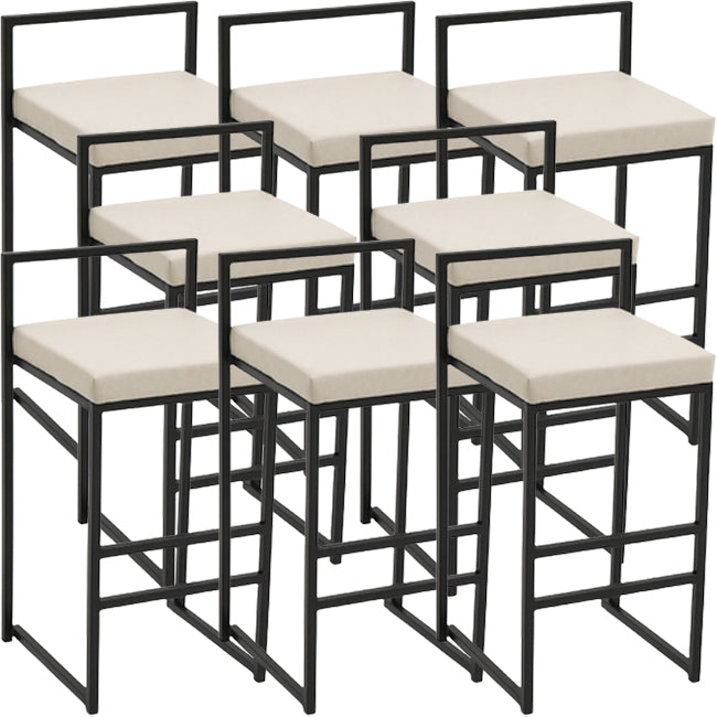 Taburete moderno de brazo sin brazo de respaldo Taburete de barra de cocina de hierro con cojín y pedal