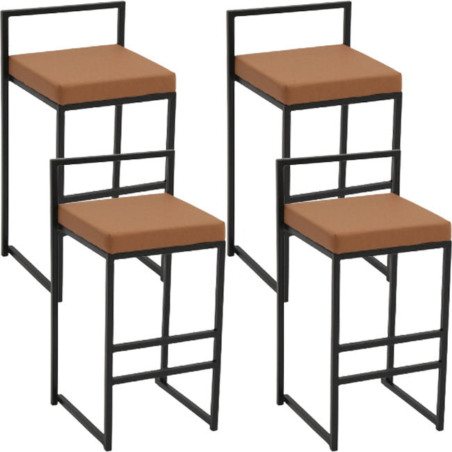 Taburete moderno de brazo sin brazo de respaldo Taburete de barra de cocina de hierro con cojín y pedal