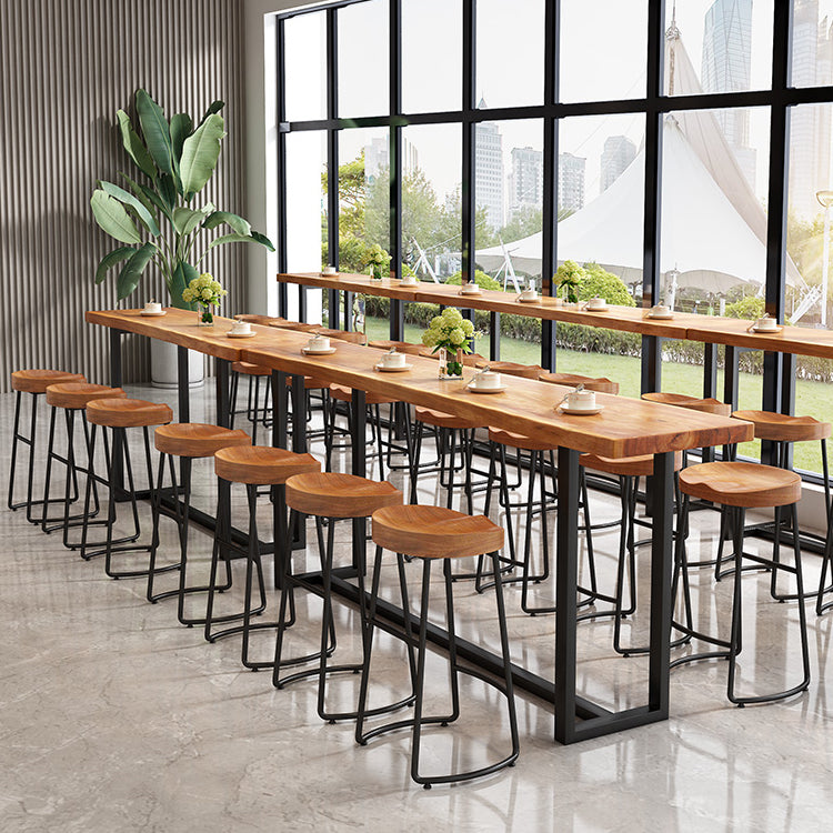 Moderno bracciale senza braccio senza schiena sgabello da pranzo in ferro sgabello da bar con sedile in legno