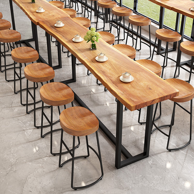 Moderno bracciale senza braccio senza schiena sgabello da pranzo in ferro sgabello da bar con sedile in legno