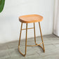 Modern Armless Backless Counter Stool Iron Kitchen Bar Stool with Pedal and Wooden Seat