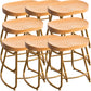 Modern Armless Backless Counter Stool Iron Kitchen Bar Stool with Pedal and Wooden Seat