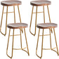 Modern Armless Backless Counter Stool Iron Kitchen Bar Stool with Pedal and Wooden Seat