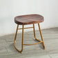 Modern Armless Backless Counter Stool Iron Kitchen Bar Stool with Pedal and Wooden Seat