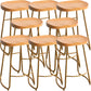 Modern Armless Backless Counter Stool Iron Kitchen Bar Stool with Pedal and Wooden Seat
