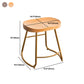 Modern Armless Backless Counter Stool Iron Kitchen Bar Stool with Pedal and Wooden Seat
