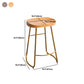 Modern Armless Backless Counter Stool Iron Kitchen Bar Stool with Pedal and Wooden Seat