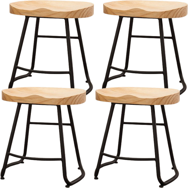 Modern Backless Armless Counter Stool Iron Cafe Bar Stool with Seat and Pedal Black 4 Piece Set Short Stool(18"H) Clearhalo 'Bar Furniture' 'Bar Stools' 'bar_stools' 'furn' 'furn_bar_stools' 'Furniture' 'Kitchen & Dining Furniture' 5407492