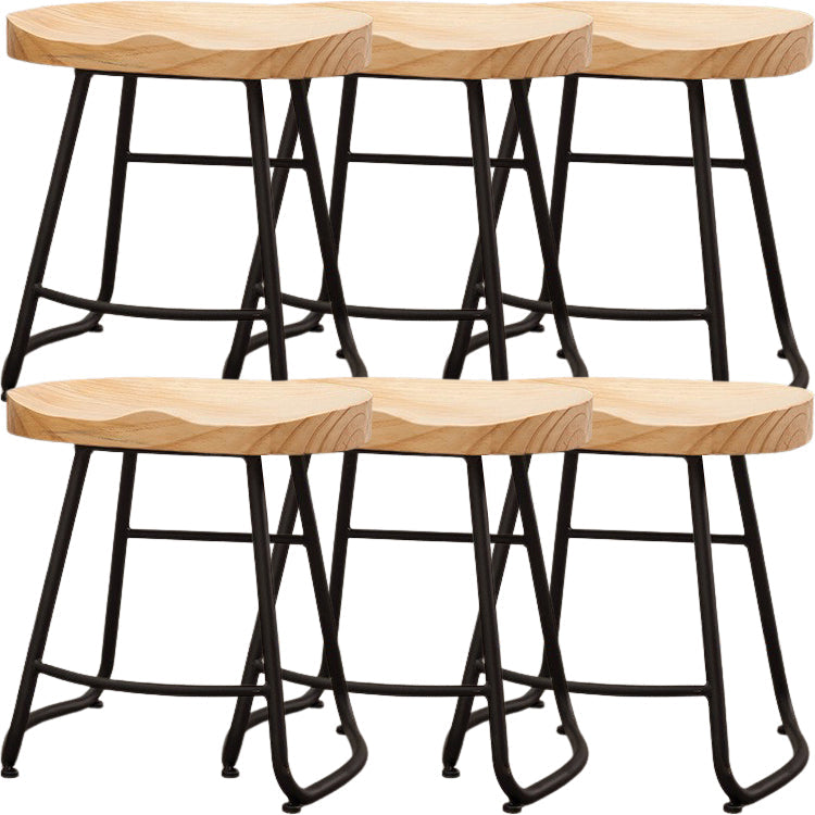 Modern Backless Armless Counter Stool Iron Cafe Bar Stool with Seat and Pedal Black 6 Piece Set Short Stool(18"H) Clearhalo 'Bar Furniture' 'Bar Stools' 'bar_stools' 'furn' 'furn_bar_stools' 'Furniture' 'Kitchen & Dining Furniture' 5407494