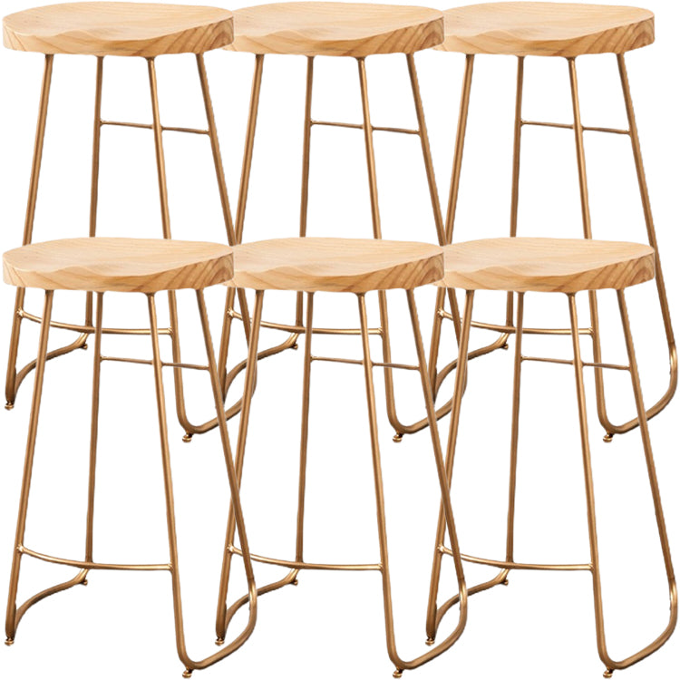 Modern Backless Armless Counter Stool Iron Cafe Bar Stool with Seat and Pedal Gold 6 Piece Set Clearhalo 'Bar Furniture' 'Bar Stools' 'bar_stools' 'furn' 'furn_bar_stools' 'Furniture' 'Kitchen & Dining Furniture' 5407502