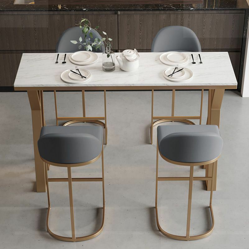 1/5 pièces Glam Glam Bar Table Set Rectangle Bistro Set avec un faux marbre blanc