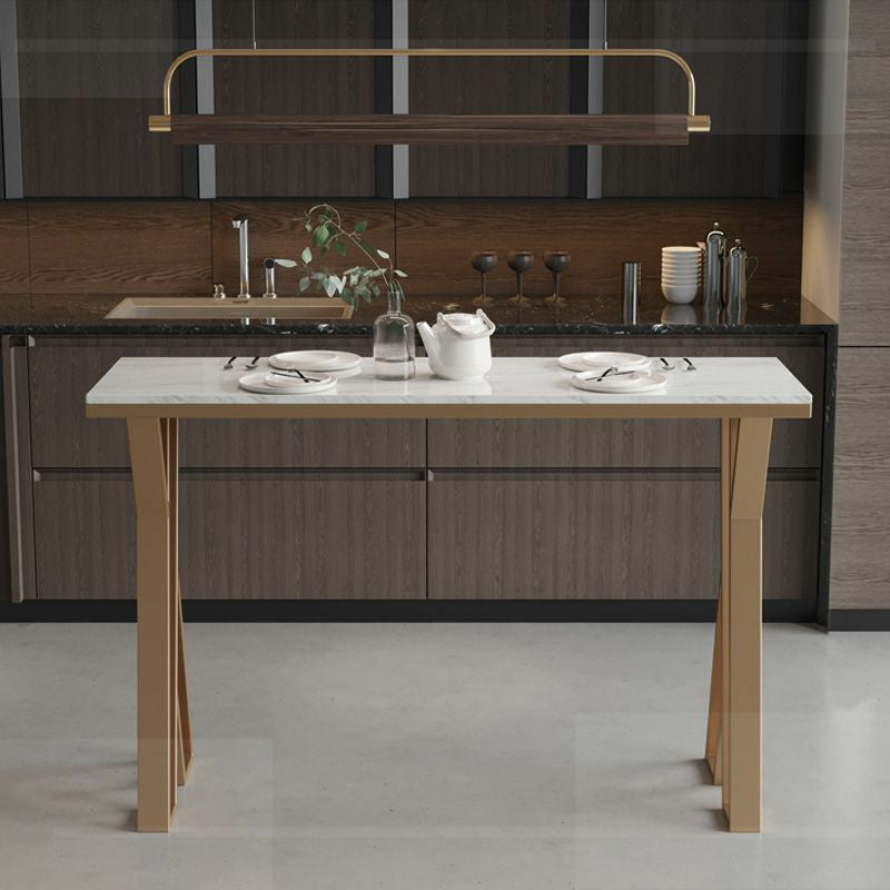 1/5 pièces Glam Glam Bar Table Set Rectangle Bistro Set avec un faux marbre blanc