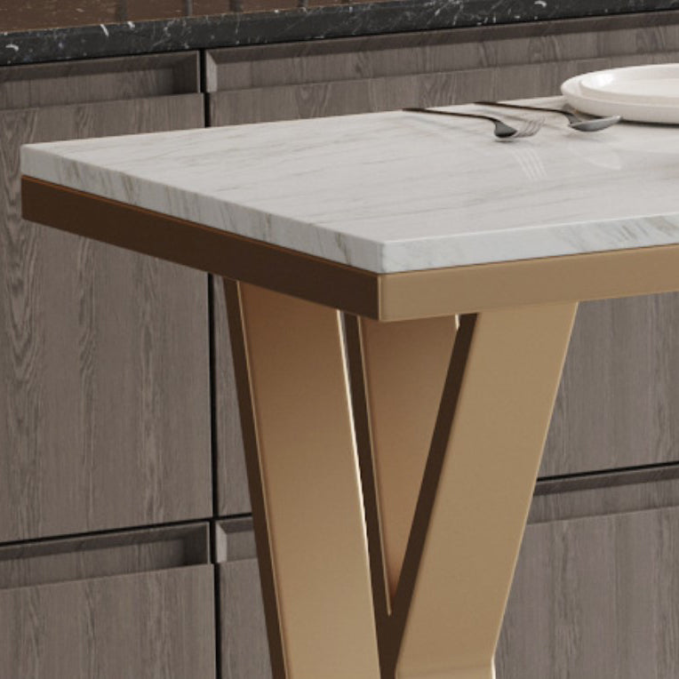 1/5 pièces Glam Glam Bar Table Set Rectangle Bistro Set avec un faux marbre blanc