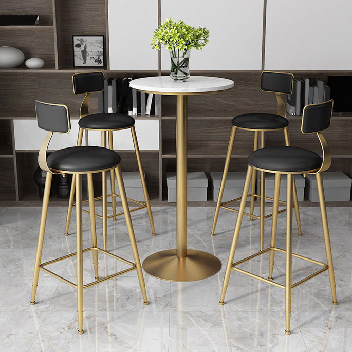Glam 1/2/3/5 Pieces Artificial Marble Bar Table Set Fixed Table Counter Set 5 Pieces: White Table, 4 Black Chairs Clearhalo 'Bar Furniture' 'furn' 'furn_home_bar_bar_sets' 'Furniture' 'Home Bars & Bar Sets' 'home_bar_bar_sets' 'Kitchen & Dining Furniture' 5407671