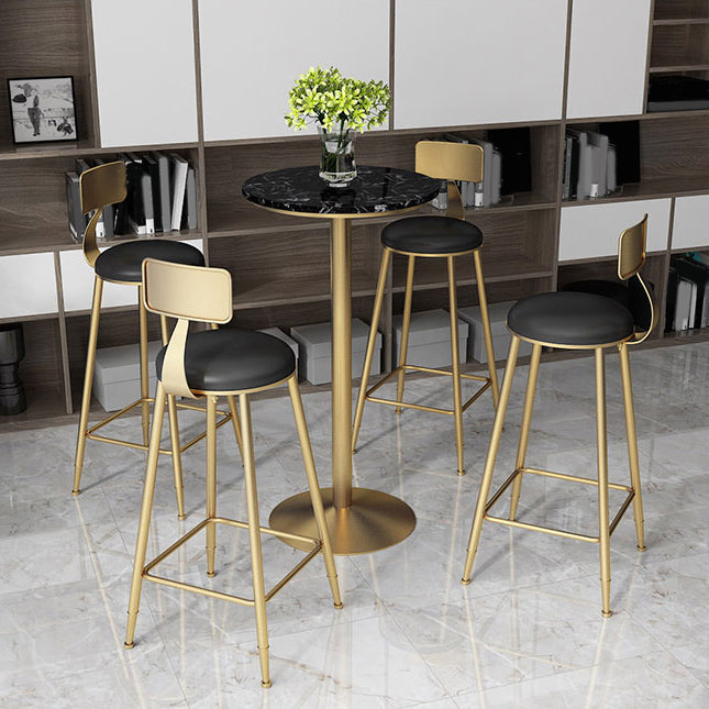 Glam 1/2/3/5 Pieces Artificial Marble Bar Table Set Fixed Table Counter Set Clearhalo 'Bar Furniture' 'furn' 'furn_home_bar_bar_sets' 'Furniture' 'Home Bars & Bar Sets' 'home_bar_bar_sets' 'Kitchen & Dining Furniture' 5407676