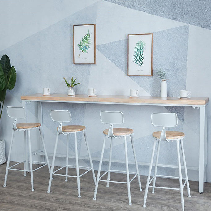 Tavolo da bar in legno massiccio di lussuoso set da barra da barra da 1/5 pezzi con sgabelli bianchi