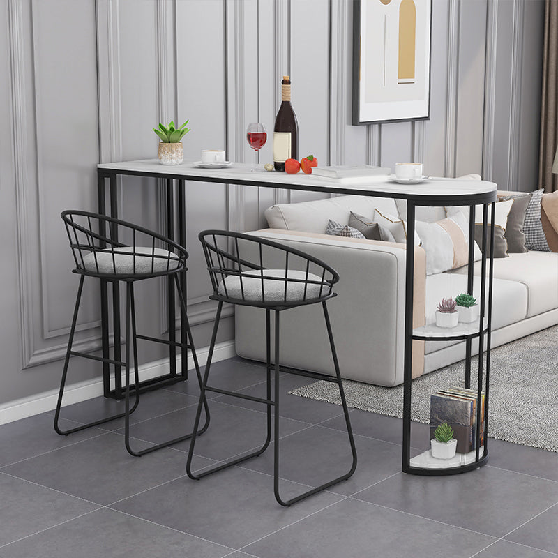 1/2/3 Pieces Glam Style Bar Table Set Oval Bistro Set with White Stone Top Clearhalo 'Bar Furniture' 'furn' 'furn_home_bar_bar_sets' 'Furniture' 'Home Bars & Bar Sets' 'home_bar_bar_sets' 'Kitchen & Dining Furniture' 5407724