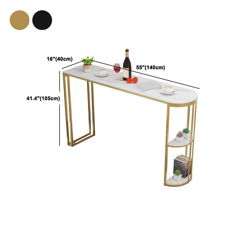 1/2/3 Pieces Glam Style Bar Table Set Oval Bistro Set with White Stone Top Clearhalo 'Bar Furniture' 'furn' 'furn_home_bar_bar_sets' 'Furniture' 'Home Bars & Bar Sets' 'home_bar_bar_sets' 'Kitchen & Dining Furniture' 5407732