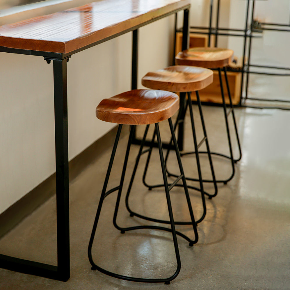 1/4/5/7 Pieces Industrial Iron Bar Table Set Rectangle Pine Wood Bistro Set with Footrest 4 Pieces: Table, 3 Natural Chairs Clearhalo 'Bar Furniture' 'furn' 'furn_home_bar_bar_sets' 'Furniture' 'Home Bars & Bar Sets' 'home_bar_bar_sets' 'Kitchen & Dining Furniture' 5407758