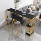 1/3 piezas de mesa de barra de hierro glamour bistro de piedra rectangular con estante