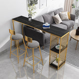 1/3 pièces Glam Glam Bar Table Set Rectangle Stone Top Bistro Set avec étagère