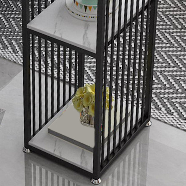 1/3 piezas de mesa de barra de hierro glamour bistro de piedra rectangular con estante