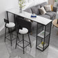1/3 piezas de mesa de barra de hierro glamour bistro de piedra rectangular con estante