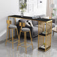 1/3 piezas de mesa de barra de hierro glamour bistro de piedra rectangular con estante