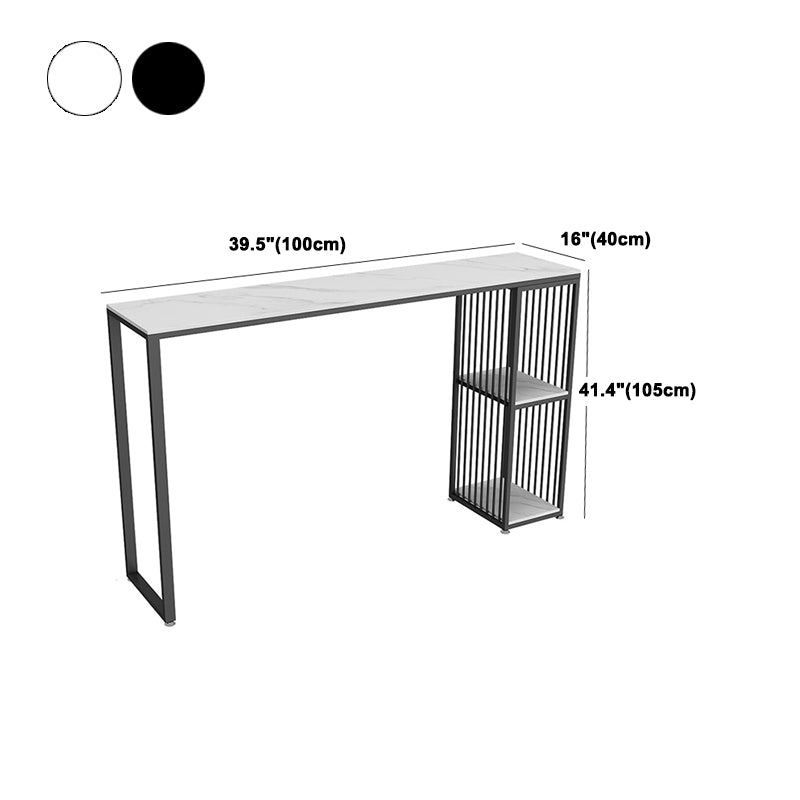 1/3 piezas de mesa de barra de hierro glamour bistro de piedra rectangular con estante