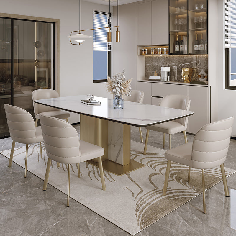 Nordic Glam Style Sintered Stone Rectangle Table Set 1/4/5/7 Pieces Dining Set Clearhalo 'Dining Room Sets' 'Dining Tables & Seating' 'dining_room_set' 'furn' 'furn_dining_room_set' 'Furniture' 'Kitchen & Dining Furniture' 5407831