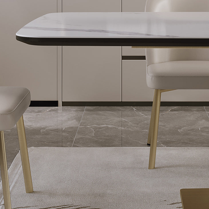 Nordic Glam Style Sintered Stone Rectangle Table Set 1/4/5/7 Pieces Dining Set Clearhalo 'Dining Room Sets' 'Dining Tables & Seating' 'dining_room_set' 'furn' 'furn_dining_room_set' 'Furniture' 'Kitchen & Dining Furniture' 5407835