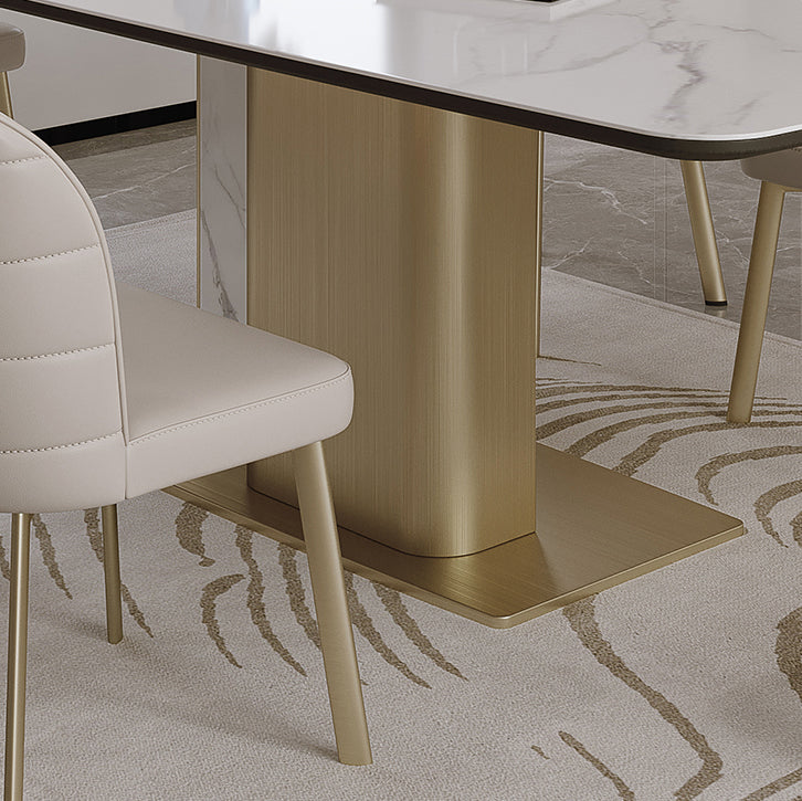 Nordic Glam Style Sintered Stone Rectangle Table Set 1/4/5/7 Pieces Dining Set Clearhalo 'Dining Room Sets' 'Dining Tables & Seating' 'dining_room_set' 'furn' 'furn_dining_room_set' 'Furniture' 'Kitchen & Dining Furniture' 5407837