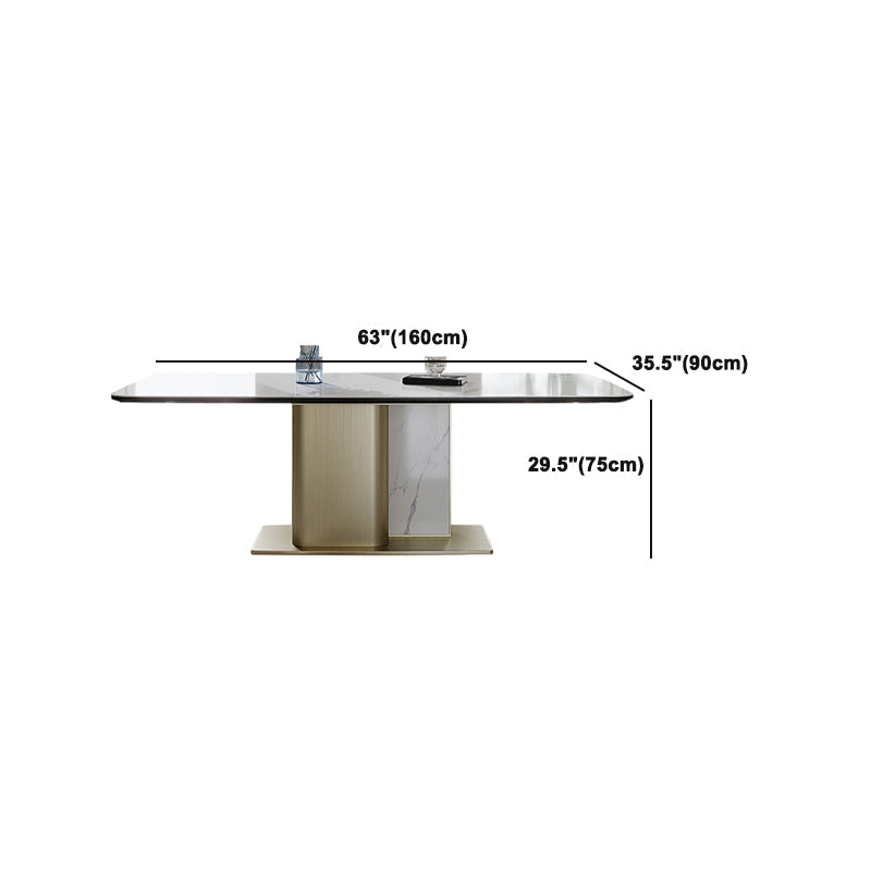 Nordic Glam Style Sintered Stone Rectangle Table Set 1/4/5/7 Pieces Dining Set Clearhalo 'Dining Room Sets' 'Dining Tables & Seating' 'dining_room_set' 'furn' 'furn_dining_room_set' 'Furniture' 'Kitchen & Dining Furniture' 5407843