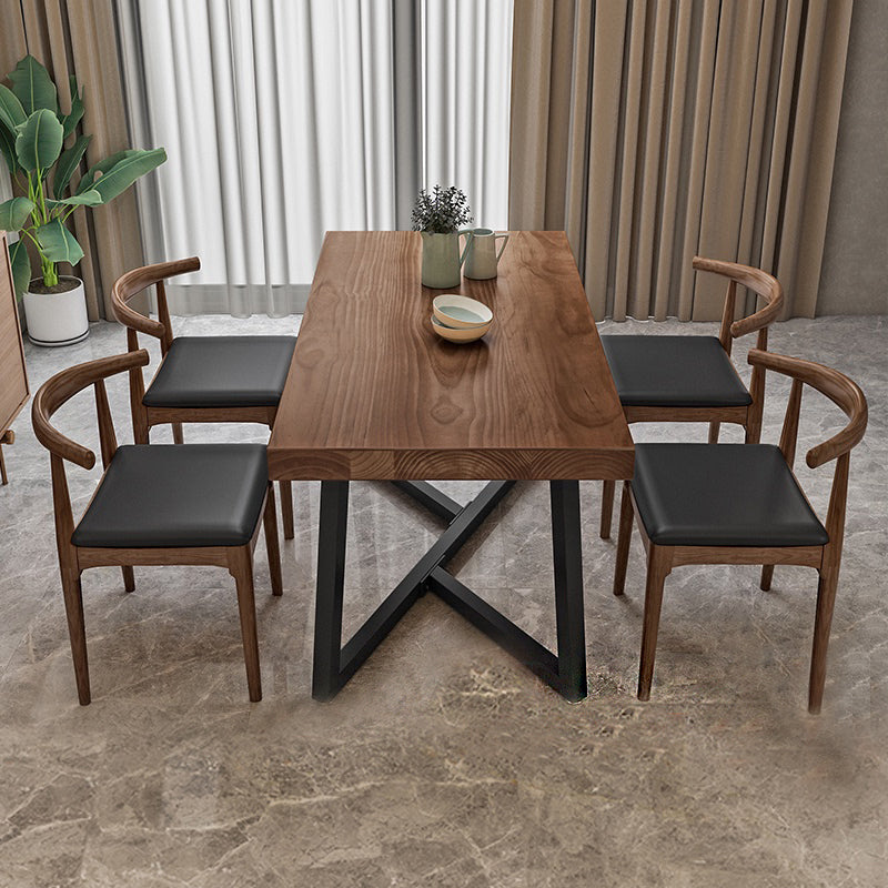 Industrial Rectangle Dinette Set 1/2/4/5 Pieces Natural Wood Table Set 5 Pieces: Table, 4 Chairs Clearhalo 'Dining Room Sets' 'Dining Tables & Seating' 'dining_room_set' 'furn' 'furn_dining_room_set' 'Furniture' 'Kitchen & Dining Furniture' 5407844