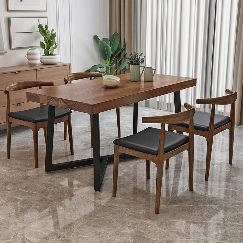 Industrial Rectangle Dinette Set 1/2/4/5 Pieces Natural Wood Table Set Clearhalo 'Dining Room Sets' 'Dining Tables & Seating' 'dining_room_set' 'furn' 'furn_dining_room_set' 'Furniture' 'Kitchen & Dining Furniture' 5407847