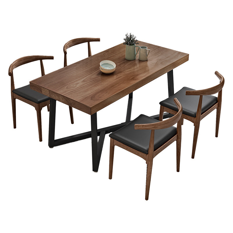 Industrial Rectangle Dinette Set 1/2/4/5 Pieces Natural Wood Table Set Clearhalo 'Dining Room Sets' 'Dining Tables & Seating' 'dining_room_set' 'furn' 'furn_dining_room_set' 'Furniture' 'Kitchen & Dining Furniture' 5407855