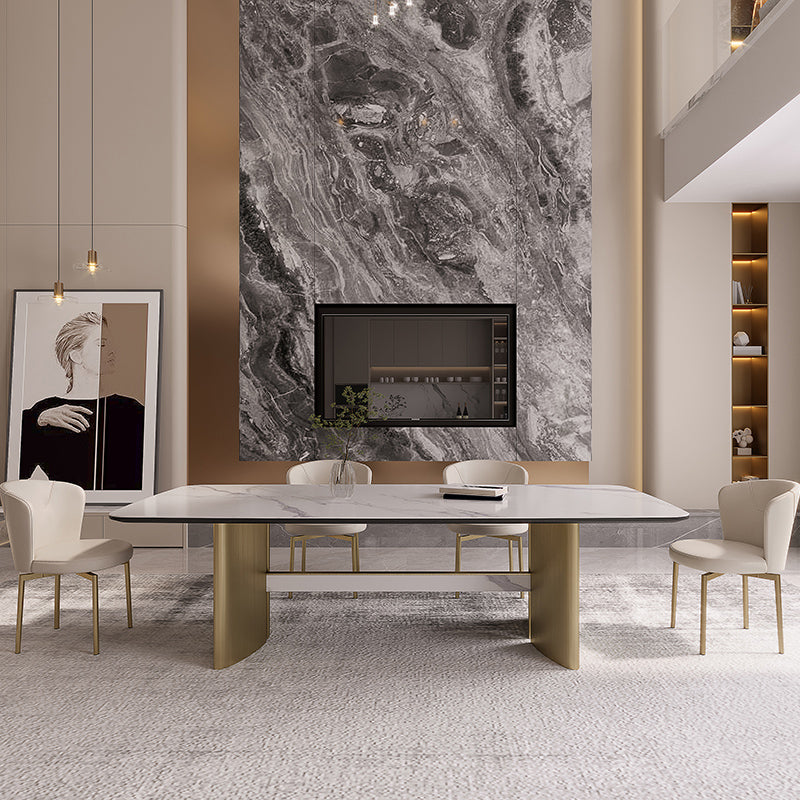 Set da tavolo rettangolare in pietra sinterizzata stile nordico glam Set da pranzo da 1/4/5/7 pezzi per la casa
