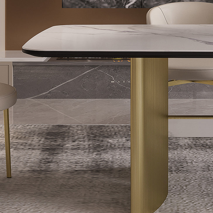 Set da tavolo rettangolare in pietra sinterizzata stile nordico glam Set da pranzo da 1/4/5/7 pezzi per la casa