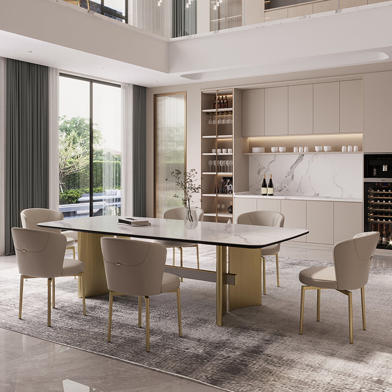 Set da tavolo rettangolare in pietra sinterizzata stile nordico glam Set da pranzo da 1/4/5/7 pezzi per la casa