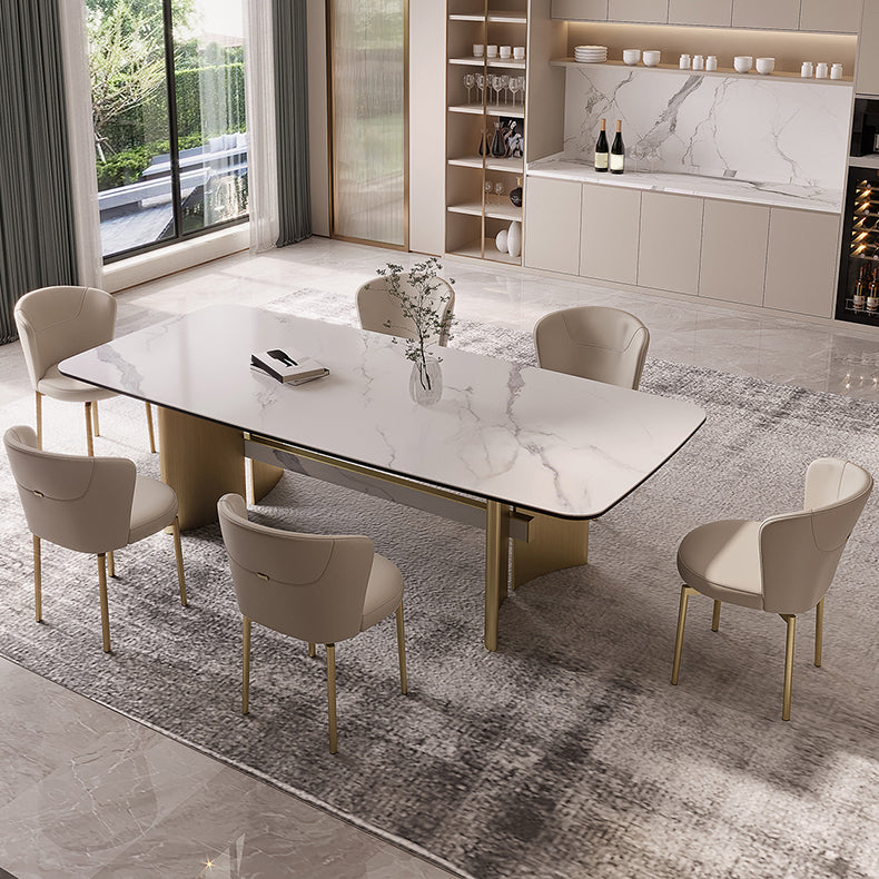 Set da tavolo rettangolare in pietra sinterizzata stile nordico glam Set da pranzo da 1/4/5/7 pezzi per la casa